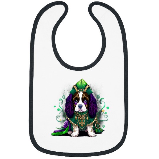 Mardi Gras King Queen English Springer Spaniel dog Bibs
