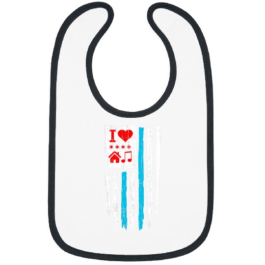 I Love Chicago House Music 2Chicago Flag vintages DJ 21 Bibs