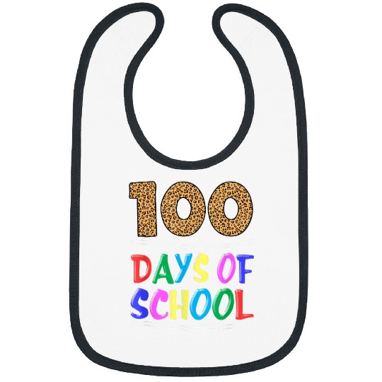 100th Day Of School Leopard Print Gift Teacher Student 1 Bibs