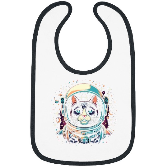 Astronaut Cat or Funny Space Cat on Galaxy Cat Lover Bibs