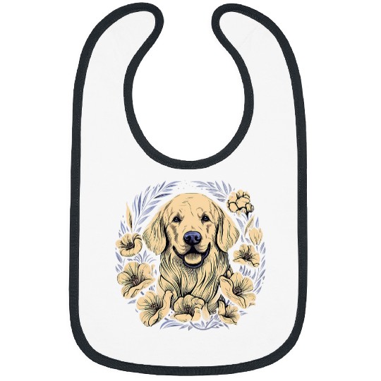 A Golden Retriever surrounded with Lilies illustration 1 Bibs