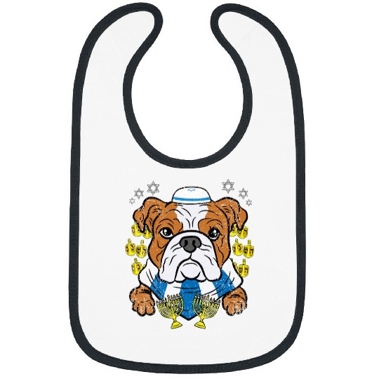 Dog Hanukkah Menorah Chanukah Bulldog Jewish Star Of David Bibs