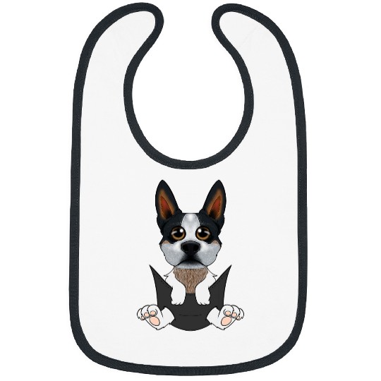 Australian Cattle Dog Puppy In Pocket I Cute Blue Heeler Bibs
