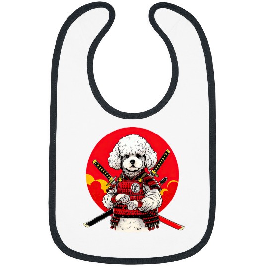 Bichon Frise Samurai Funny Dog Warrior Bibs