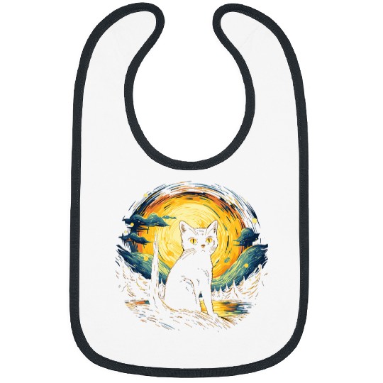 Art Van Gogh Starry Night black cats for Cats Lover Mom Dad 21 Bibs