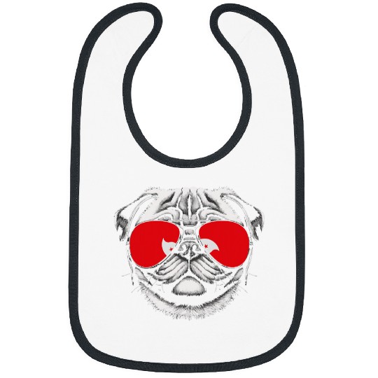 Aviation Dogs Sunglasses Flag of Hong Kong Pug Bibs