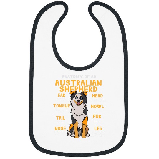 Australian Shepherd Anatomy Funny Dog Mummy Dad Bibs