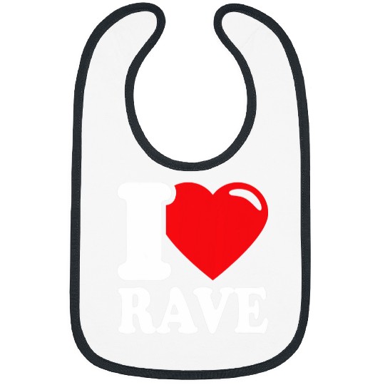 I Love Rave Techno Music 2DJ Party Festival Concert Rave Bibs
