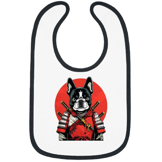Boston Terrier Samurai Funny Dog Warrior Bibs