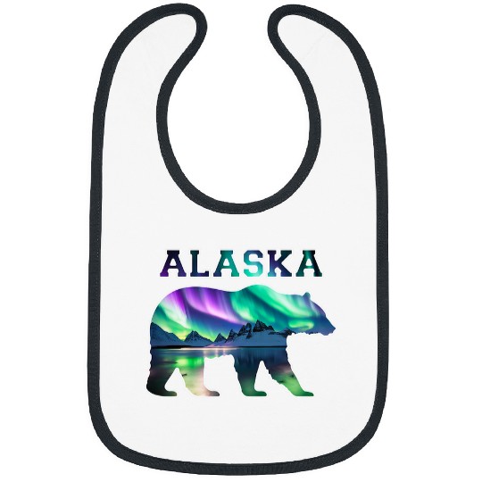 Alaskan Bear Northern Lights Aurora Borealis Nature Sky Bibs