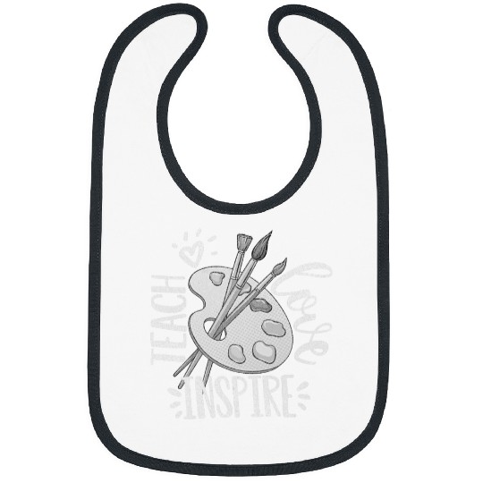 Art teacher paint palette teach love inspire Bibs