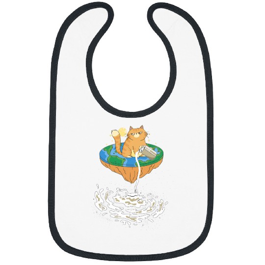 Funny Flat Earth Theory Milky Way Cat Geography Teacher Bibs