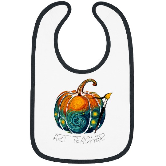 Art Teacher Pumpkin Halloween Starry Night Van Gogh Bibs