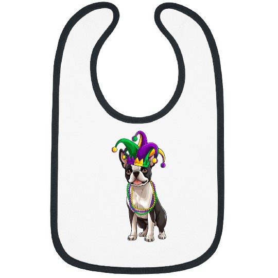 Boston Terrier Mardi Gras Costume Joke Hat Happy Mardi Gras Bibs
