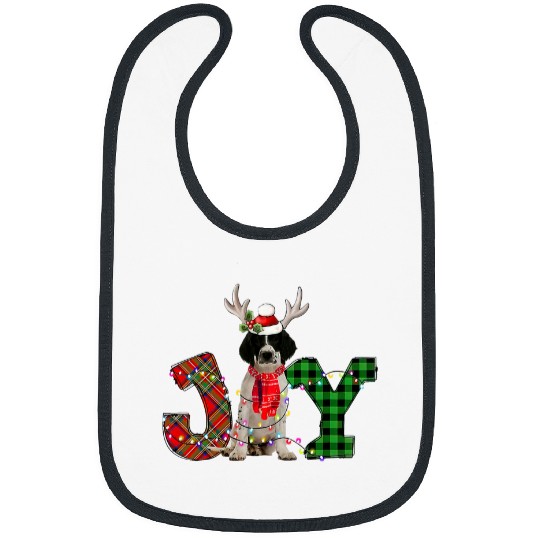 Joy Christmas Lights English Springer Spaniel Dog Santa Hat Bibs