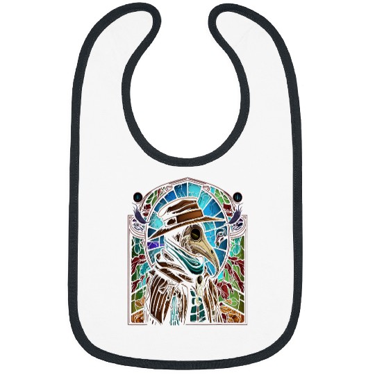 Colorful Stained Glass Holy Plague Doctor Cool Cathedral Art 22 Bibs
