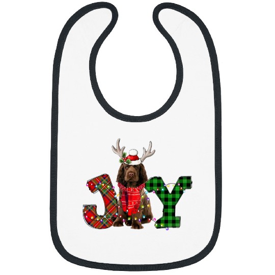 Joy Christmas Lights Sussex Spaniel Dog Santa Hat Pajama Bibs