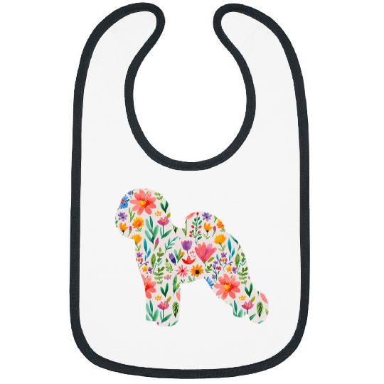Bichon Frise watercolor flowers design Bibs