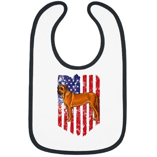 American Flag Rhodesian Ridgeback 4th Of July USA Bibs