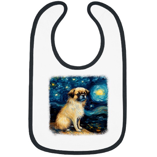Dog in starry night van gogh Tibetan spaniel 1 Bibs