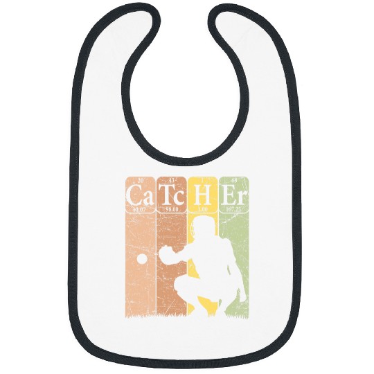 Baseball Periodic Table Elements Nerd Baseball Catcher Retro 3 Bibs