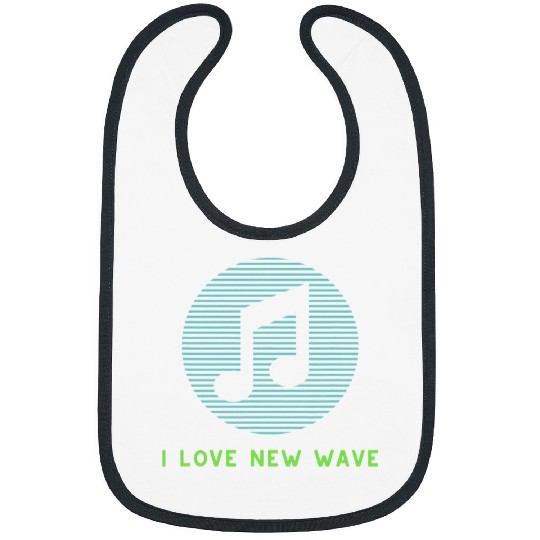 I Love New Wave Retro Music Musician Lime Green and Teal Bibs