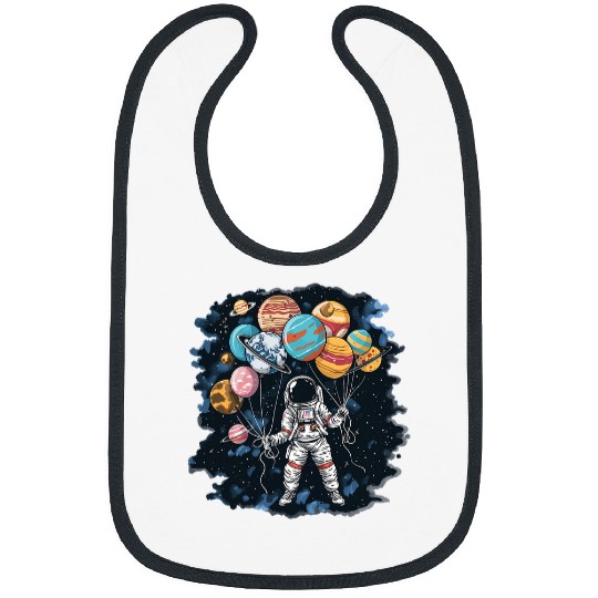 Astronaut Holding Planet Balloons SolarSystem Space Kids Bibs