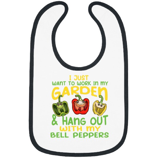 Lacrosse Gift I Just Want To Work In My Garden Funny Bell Pepper Faces Bibs