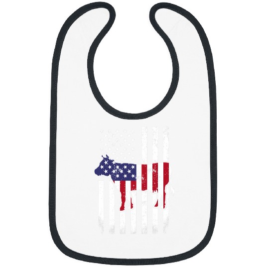 Cow Lover American Flag USA 4th Of July Cattle Cow For Men Women Bibs