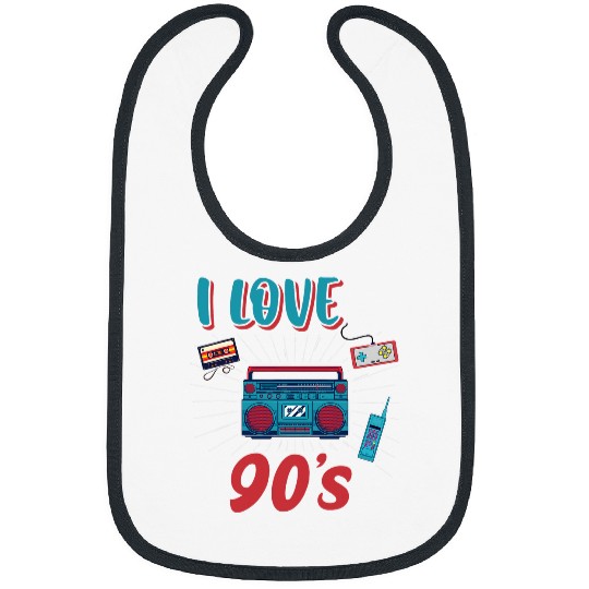 I Love the 90s 1990 Music Party 90s Cassette Tape Bibs