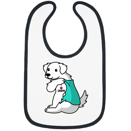 I Love Grandma Tattoo Great Pyrenees Grandmother Dog Bibs