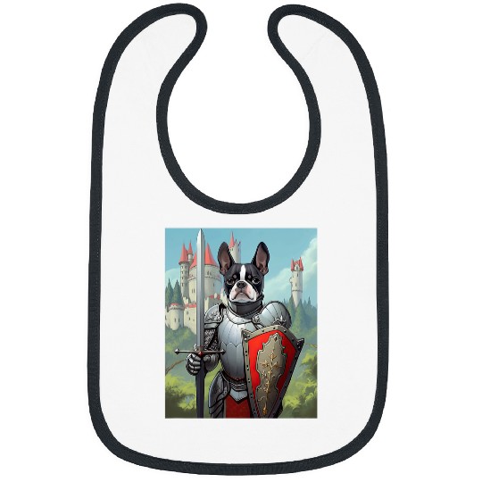 Boston Terrier Knight Funny Dog Medieval Bibs