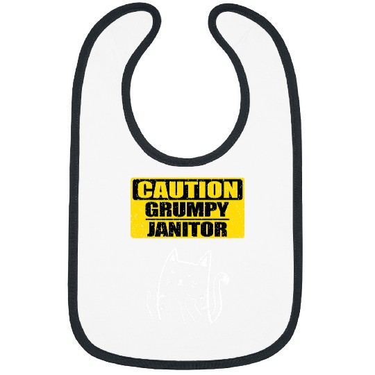 Funny Working Caution Grumpy Janitor Colleague Sarcastic Cat Bibs