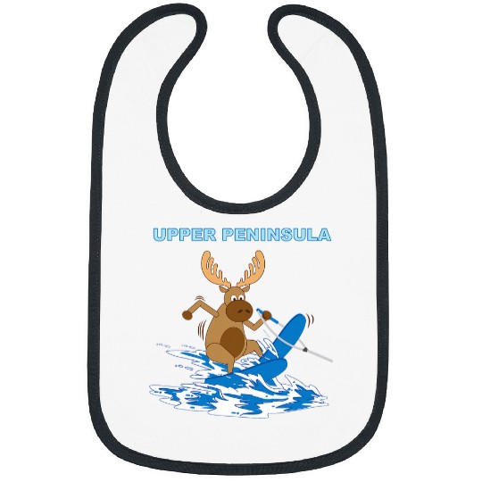 Skiing Ski Upper Peninsula Moose Gift for Yooper Water Skiing UP Bibs