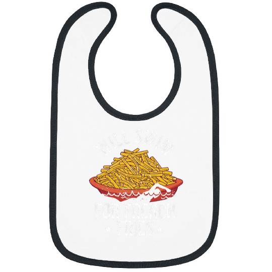 Swimming Pool Will Swim For French Fries Funny Swimming Water Sports Bibs