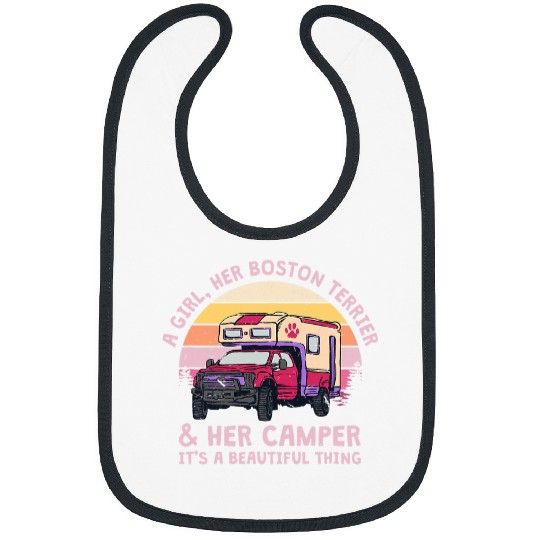 A Girl Her Boston Terrier and Her Camper Boston Bull 2 Bibs