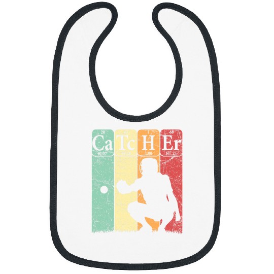 Baseball Periodic Table Elements Nerd Baseball Catcher Retro 4 Bibs