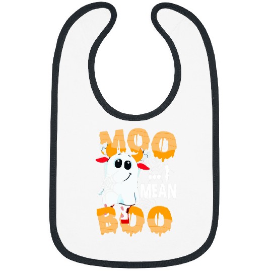 Cow Lover ghosts Moo I Mean Boo Cow Halloween Spiderweb Funny Cow Boo Bibs