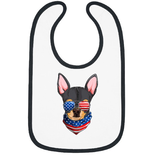 Chihuahua Dog American Flag Fourth Of July Poppy Lover Bibs