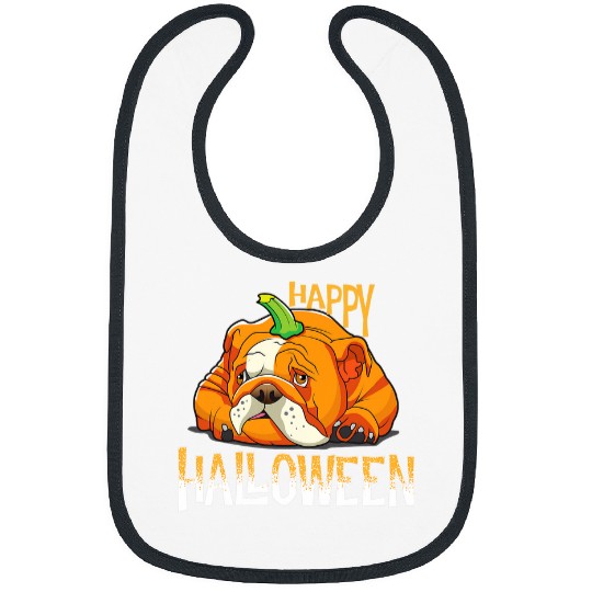 English Bulldog Art Happy Halloween Costume For Bully Owners Bibs