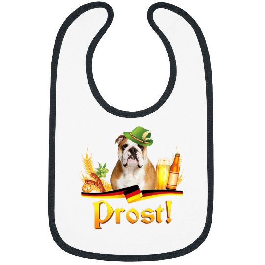 English Bulldog Dog Beer Oktoberfest Prost Beer Festival Bibs