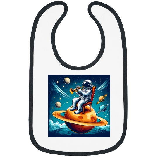 Comic Astronaut Space Trumpet Planet Musician Bibs