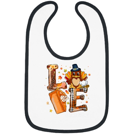 Lacrosse Gift LOVE Turkey Pilgrim Pumpkin Pie Lunch Lady Life Bibs
