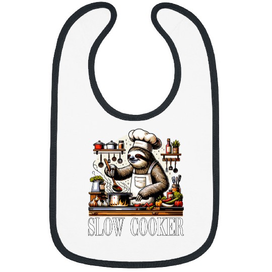 Chef Sloth Slow Cooker for a Chef Cook Bibs