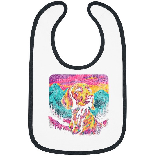 Colorful German Shorthaired Pointer 80s Retro Style Bibs
