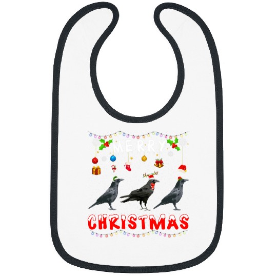 Lacrosse Gift Merry Christmas Raven xmass Funny Animals Pajama Bibs