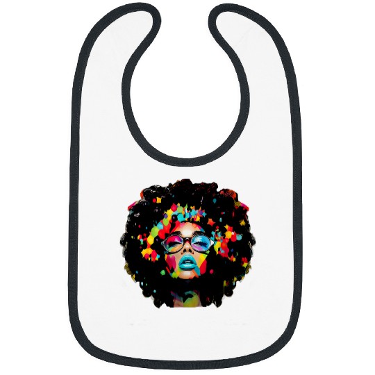 Black Afro Queen Colorful Melanin Art Unapologetically Dope Bibs