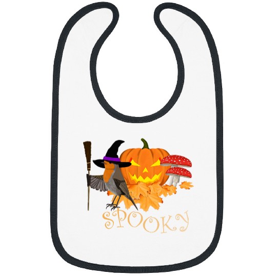 Robin Bird Halloween Pumpkin Spooky Fall Bird Watching 21 Bibs