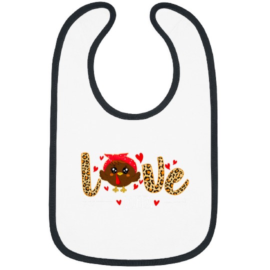 Love Queen Leopard Print Thanksgiving Cute Turkey Girls Kids Bibs