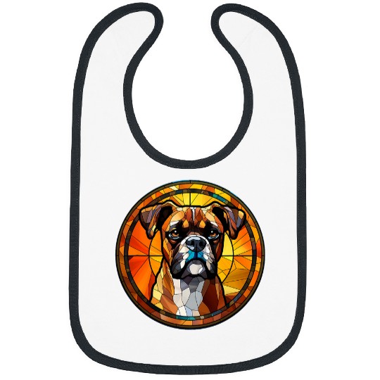 Boxer Dog Stained Glass Leadlight Artistic Design Bibs